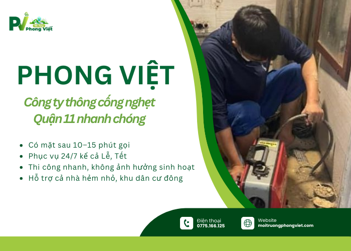Công ty thông cống nghẹt Quận 11 nhanh chóng