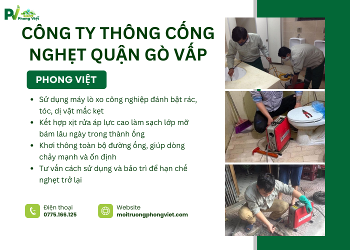 Công ty thông cống nghẹt Quận Gò Vấp uy tín
