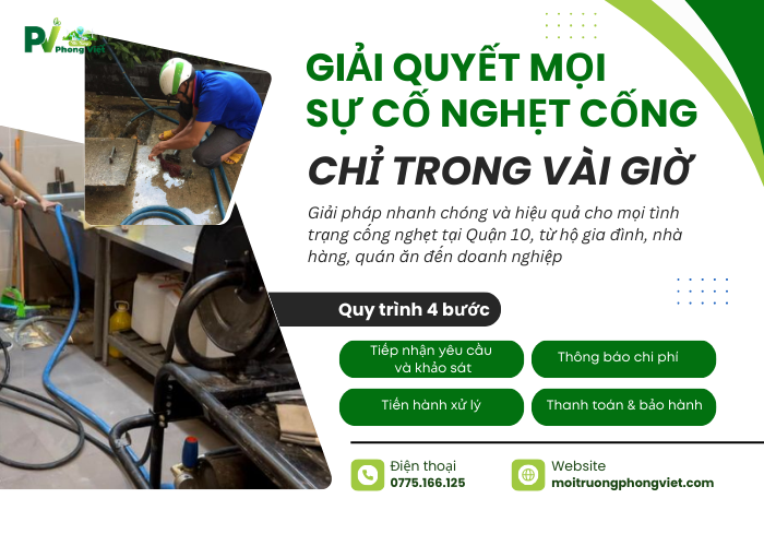 Giải quyết mọi sự cố nghẹt cống quận 10 chỉ vài giờ