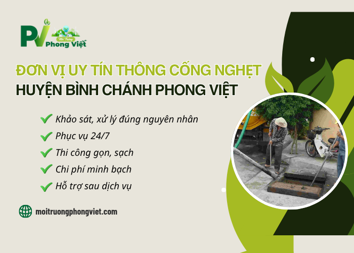 Phong Việt thông cống nghẹt Huyện Bình Chánh uy tín