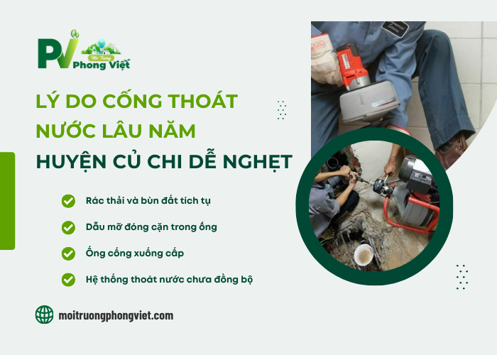 Một số lý do cống thoát nước huyện Củ Chi dễ gây nghẹt