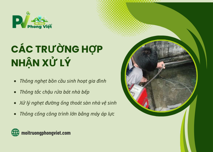 Các trường hợp cống nghẹt đơn vị Phong Việt nhận xử lý