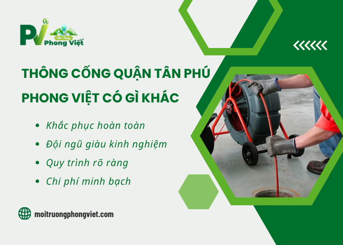 Dịch vụ thông cống nghẹt Quận Tân Phú Phong Việt có gì nổi bật