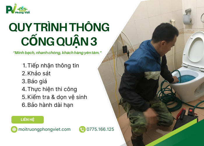 Quy trình thông nghẹt bồn cầu Quận 3 từ tiếp nhận đến bảo hành
