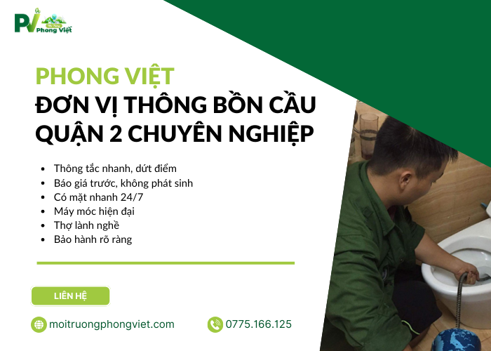 Phong Việt đơn vị thông bồn cầu Quận 2 chuyên nghiệp