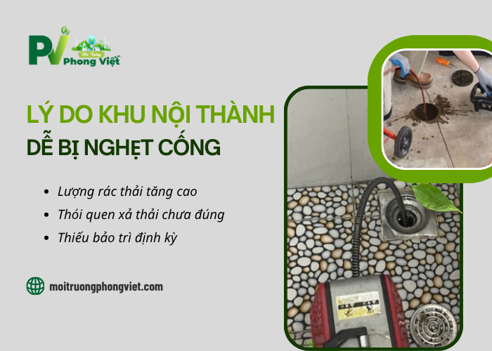 Một số lý do cống thoát nước khu nội thành dễ nghẹt