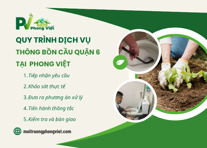 Quy trình dịch vụ thông bồn cầu Quận 6 tại đơn vị môi trường Phong Việt