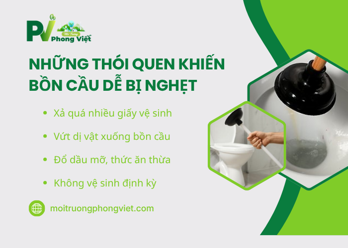 Một số thói quen khiến cho bồn cầu bị nghet